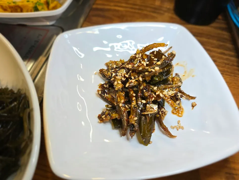 Neatly arranged side dish spread