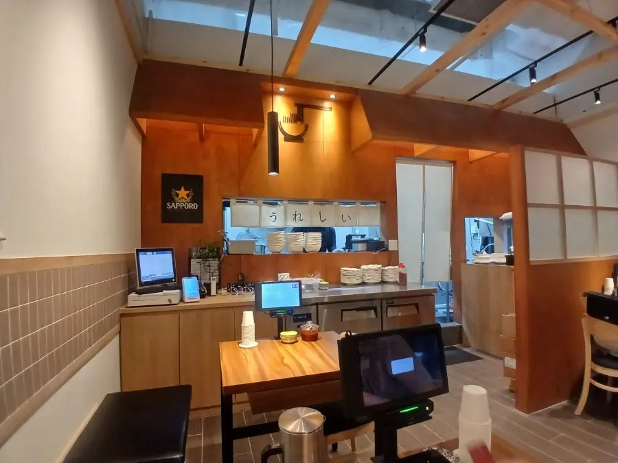 Interior that looks like a Japanese ramen shop