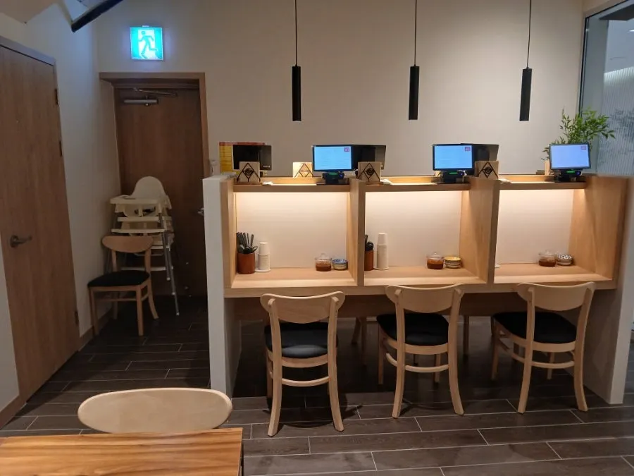 Bar-style single tables for solo diners