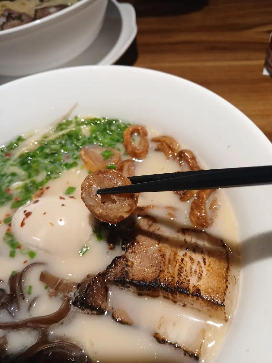 Savory pork intestine topping
