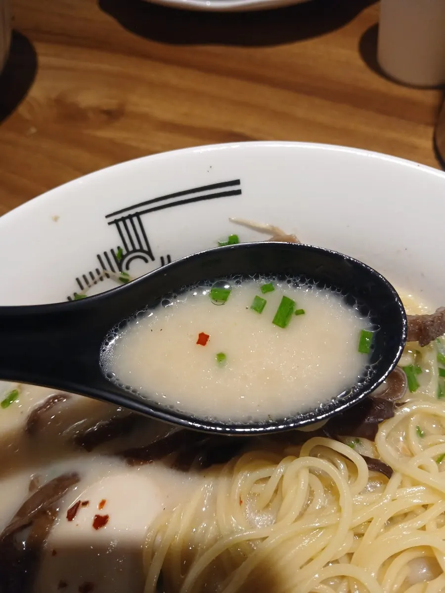 Deep, rich tonkotsu ramen broth