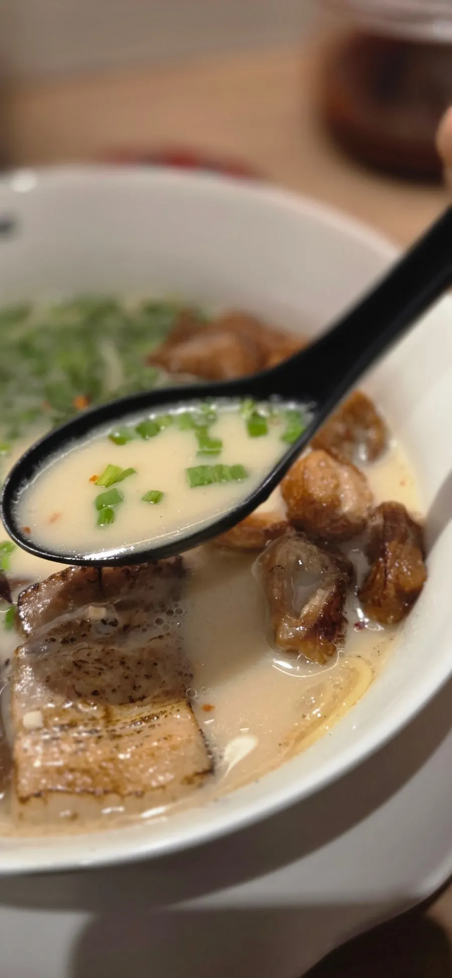 Chashu and egg in motsu ramen