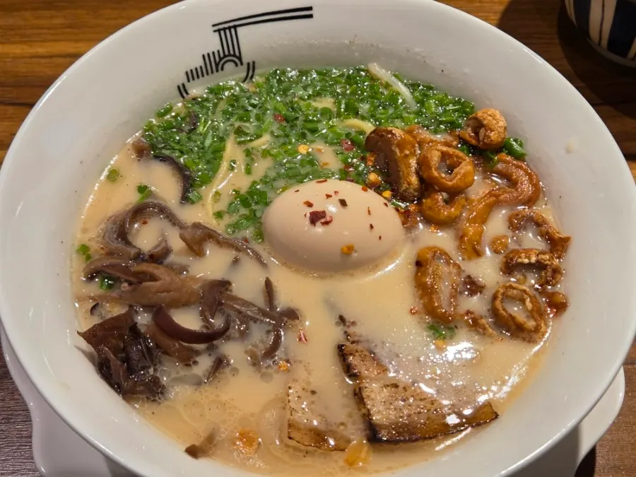 Ramen spread with generous toppings