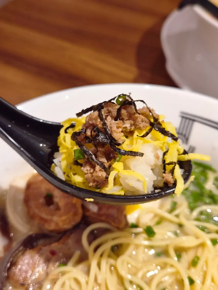 Ramen broth with rice added