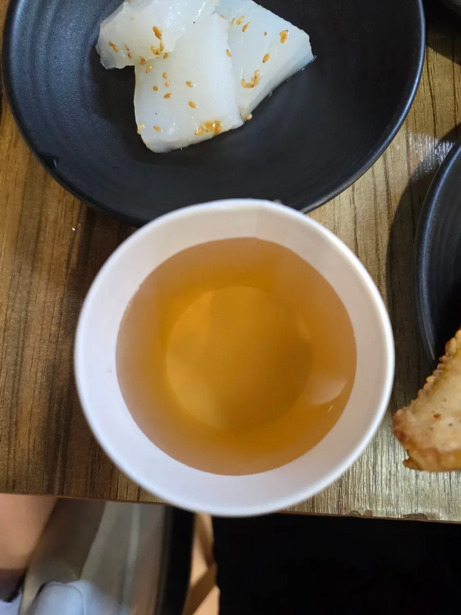 Barley tea water on the table