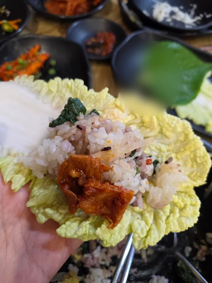 Close-up photo of the banchan dishes