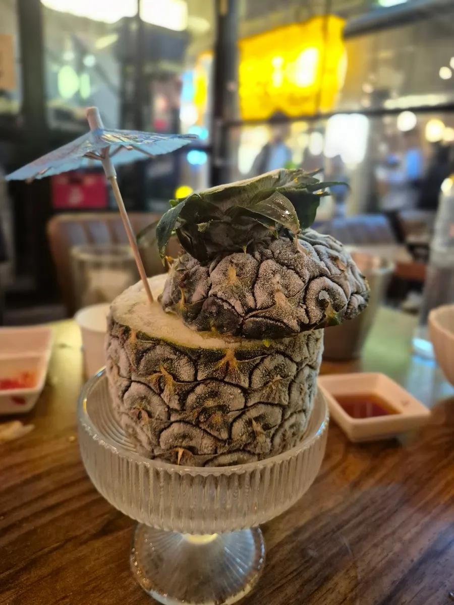 Pineapple sorbet for dessert