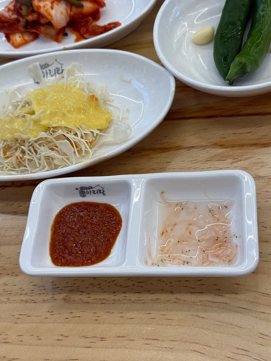 Bossam table setting with napa cabbage