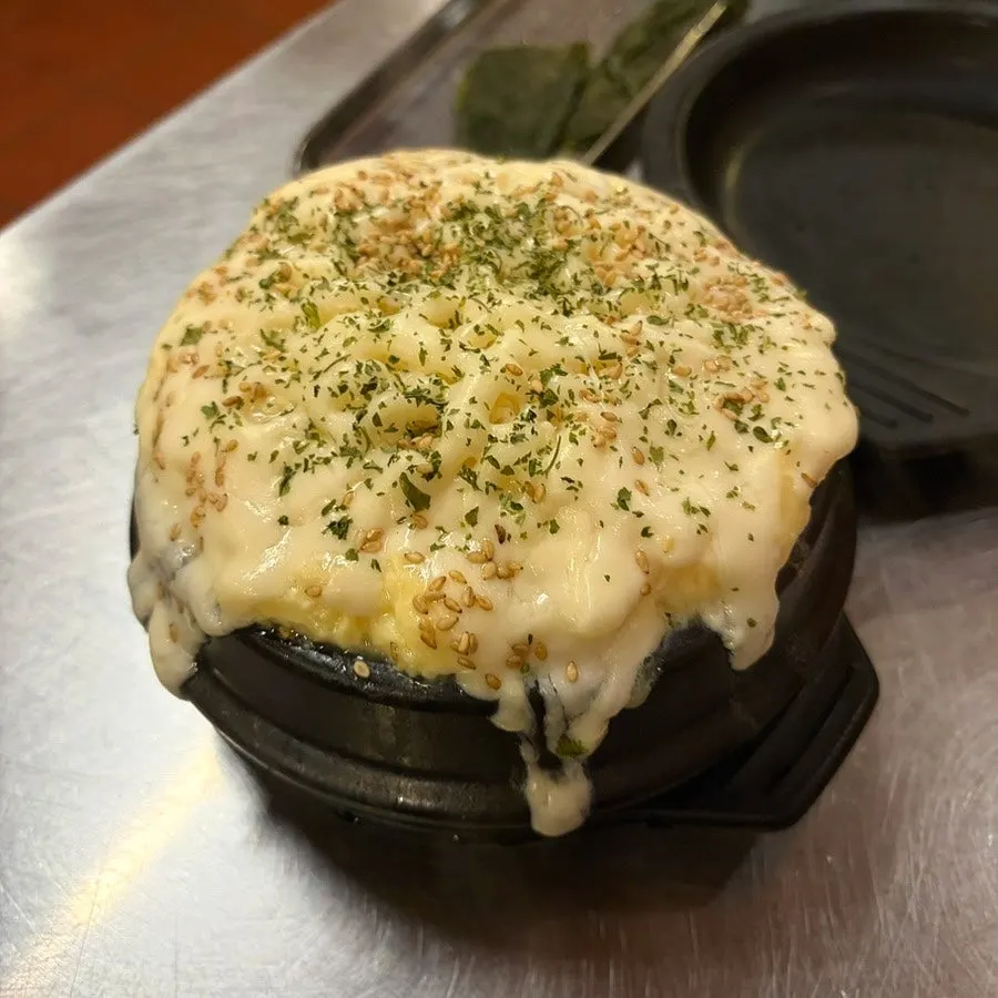 Complimentary doenjang sulbap with tofu and meat