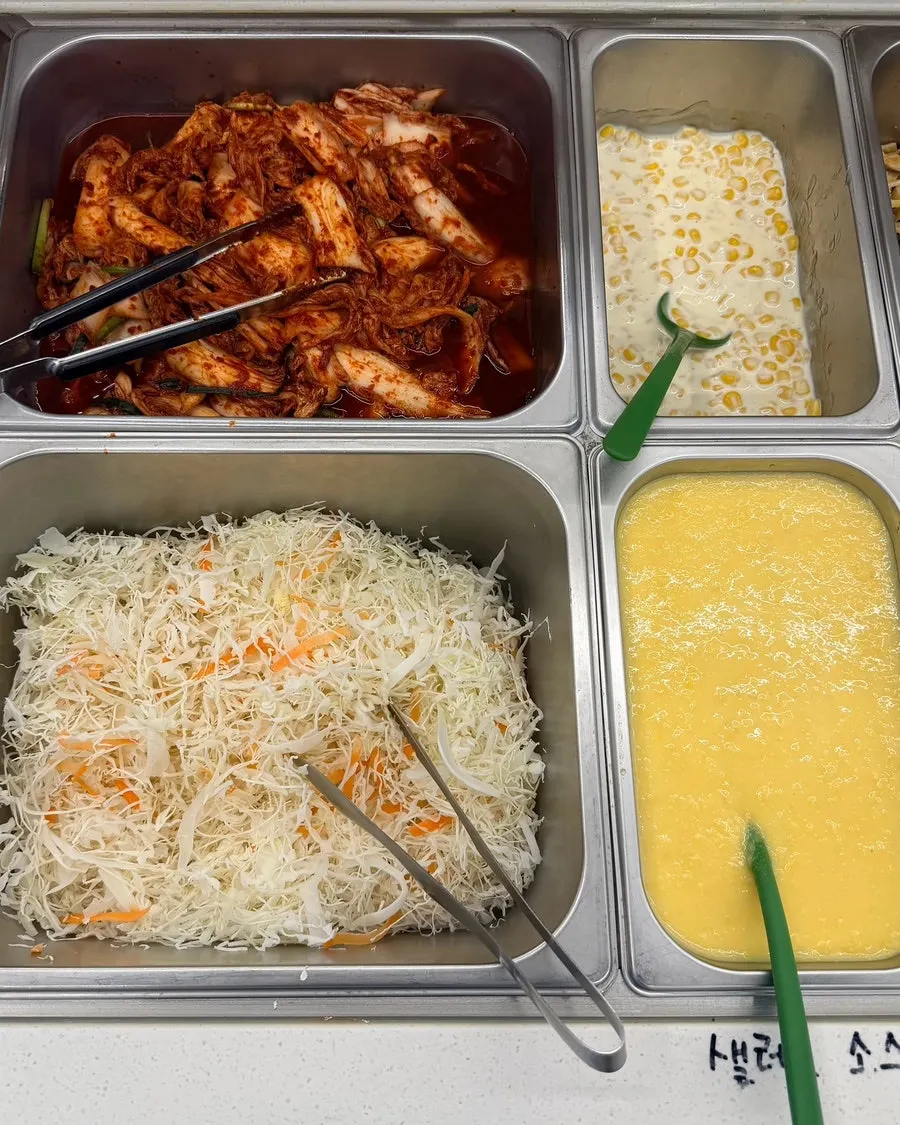 Corn salad and other side dishes at the self-bar