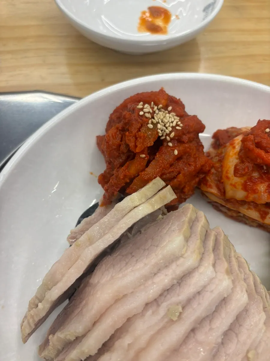 Close-up of the bossam meat