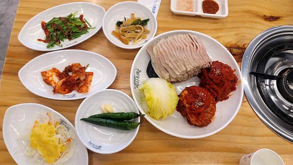 Plate of gabrisal bossam, a special pork cut