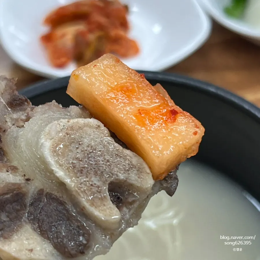 A piece of hanwoo oxtail eaten with the broth