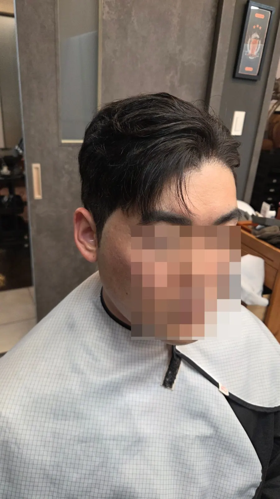 Finished Ga-il cut with one side swept back