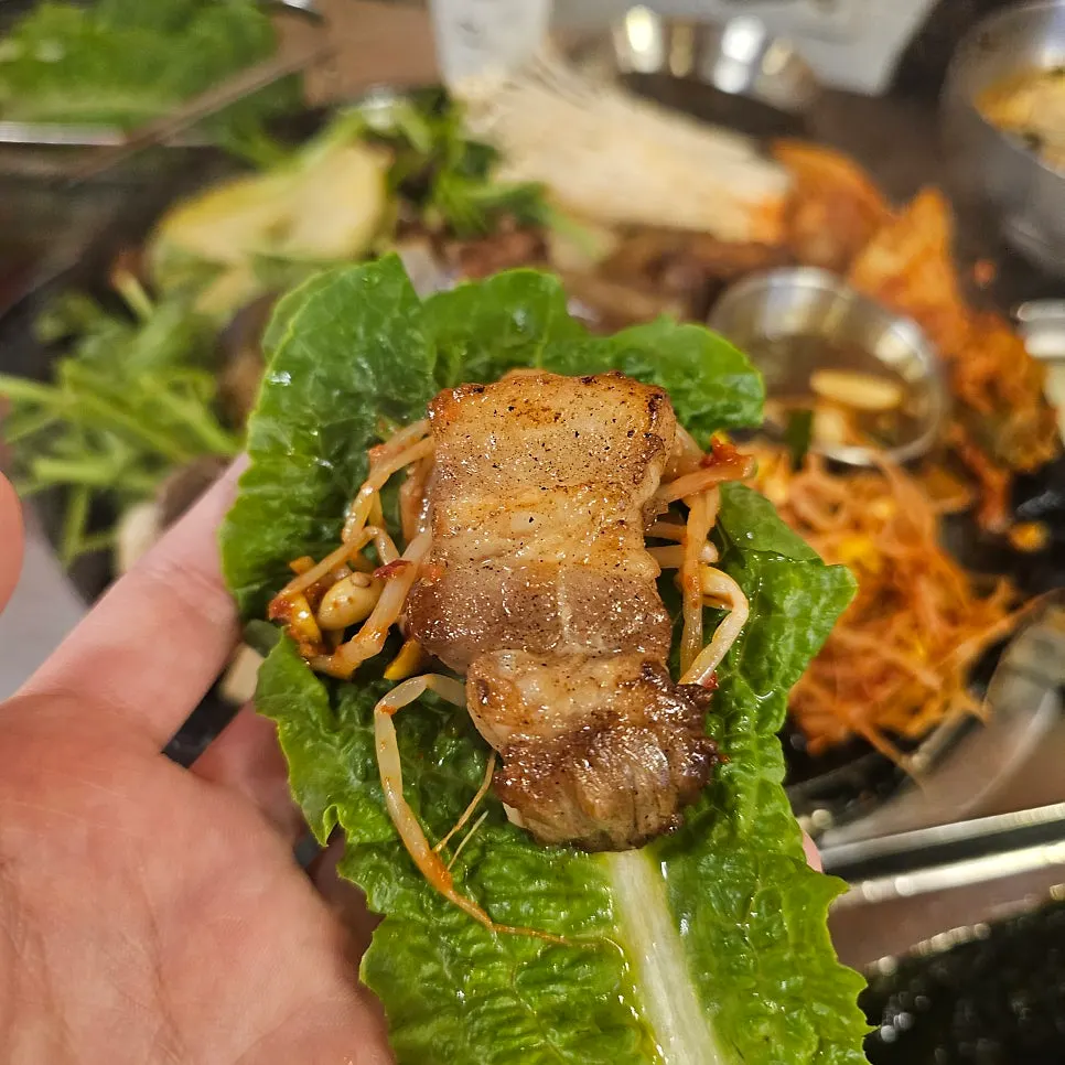 Lettuce wrap with meat and chives