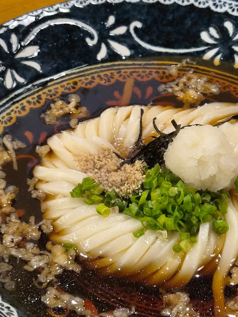 A bowl of cold udon bukkake