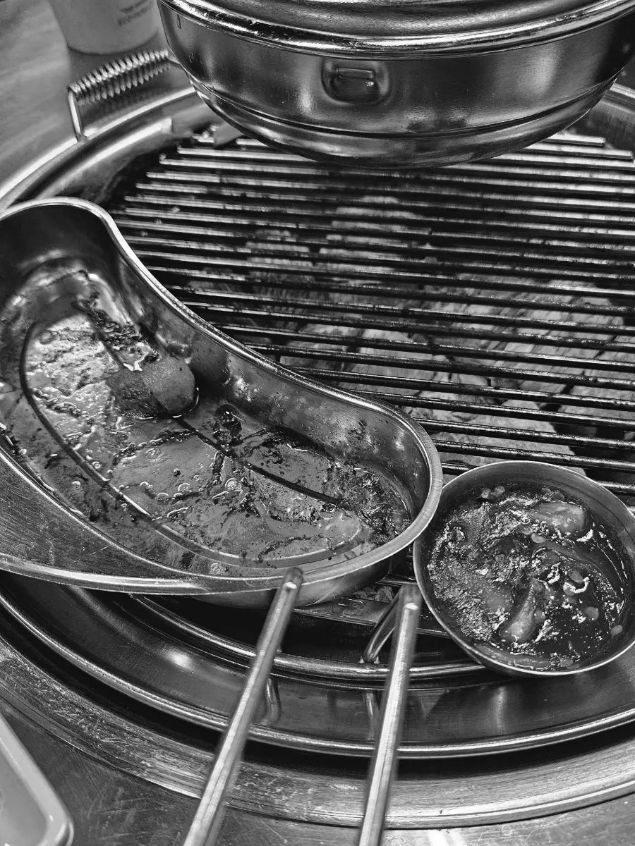 Pork neck on the grill with side dishes