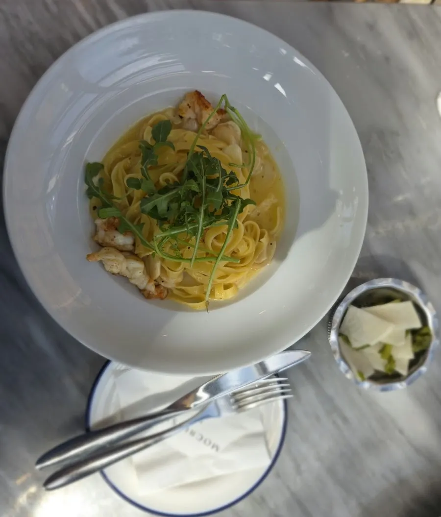 A plate of truffle crab pasta