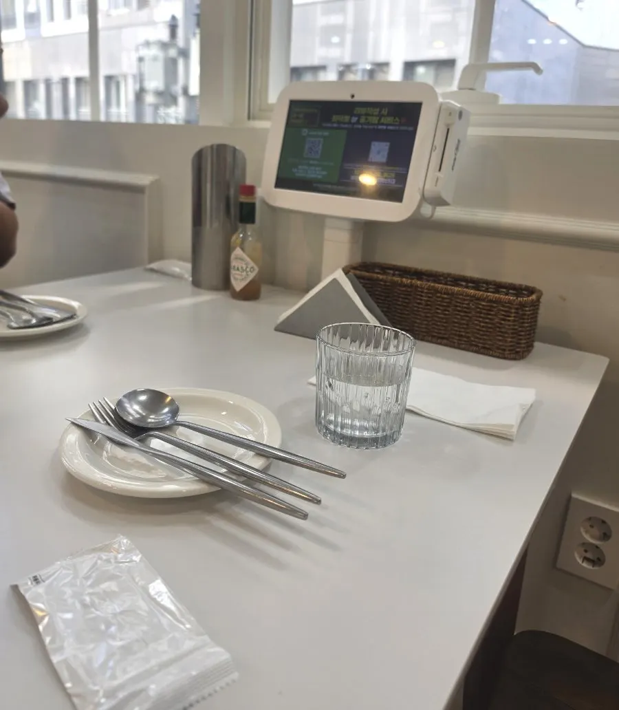 Table set with water, small plates, and cutlery