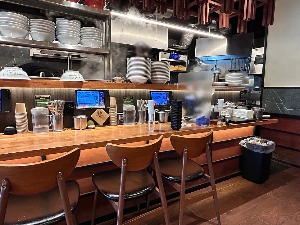 Bar-style seating good for solo dining