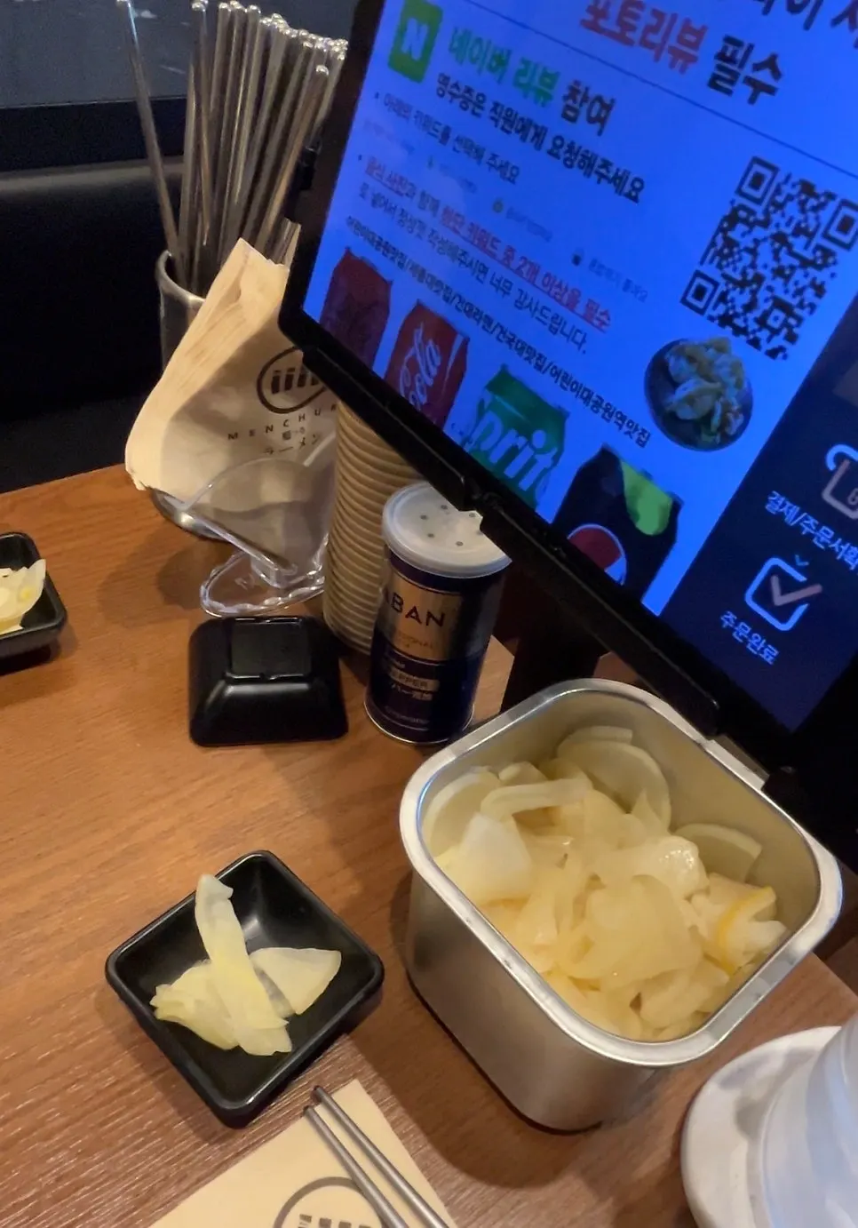Basic table setting with the tablet on top