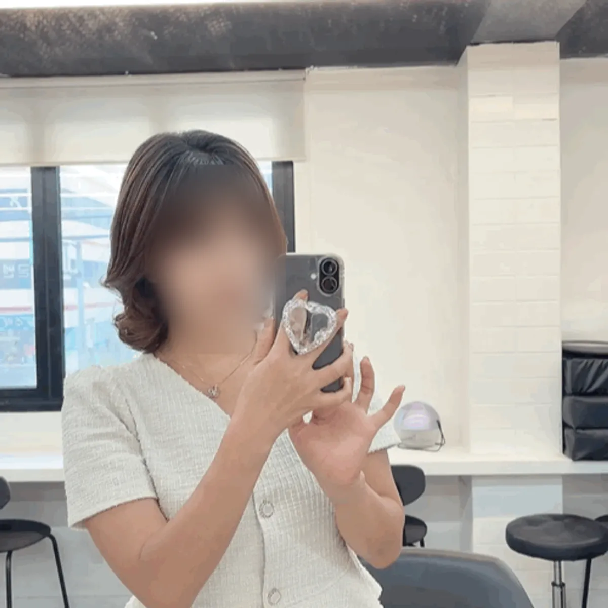 Lighter-looking hair texture after the layered perm was finished