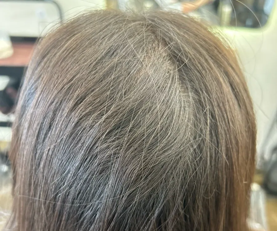 Frizzy curly hair before straightening