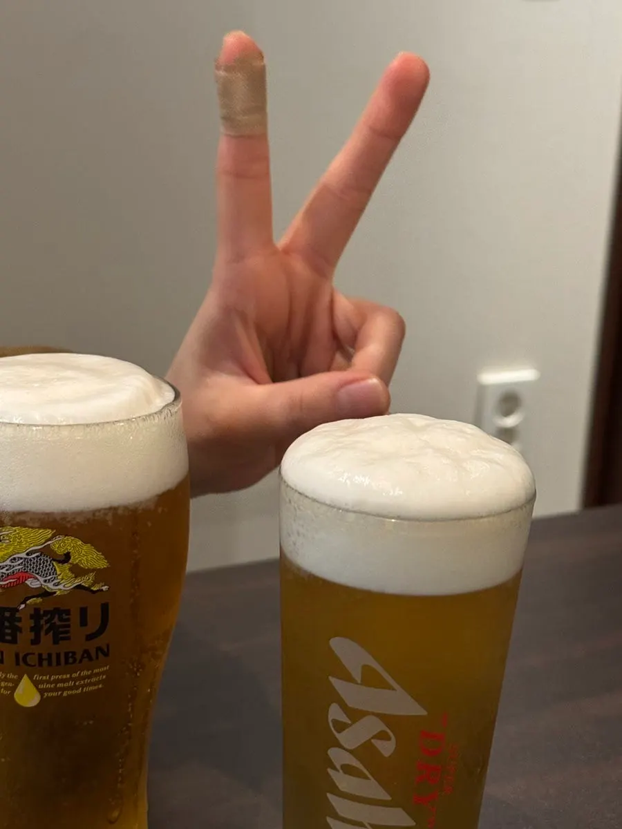 Kirin Ichiban and Asahi draft beers