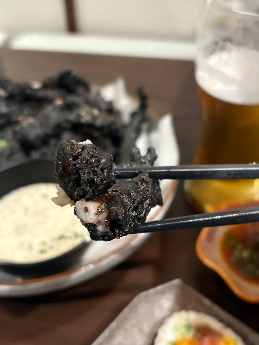 Tempura dipped in tartar sauce