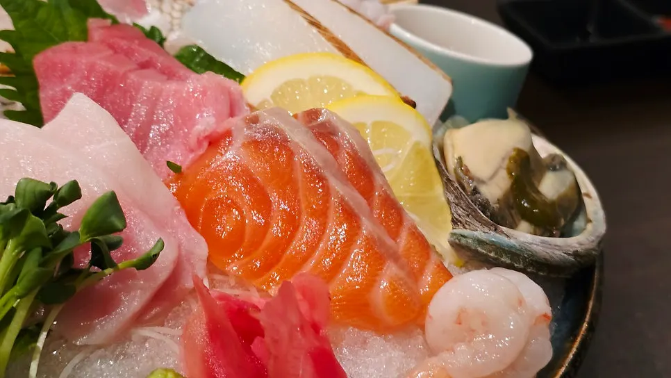Seasonal assorted sashimi shared between two people