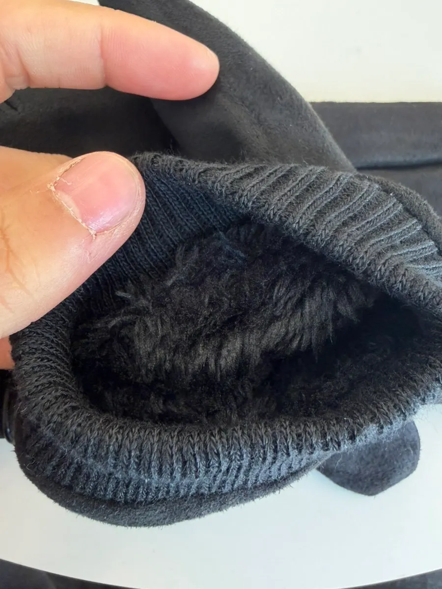 Winter gloves showing the shearling lining