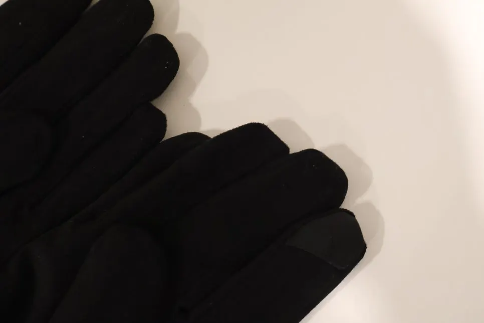 Suede gloves being worn
