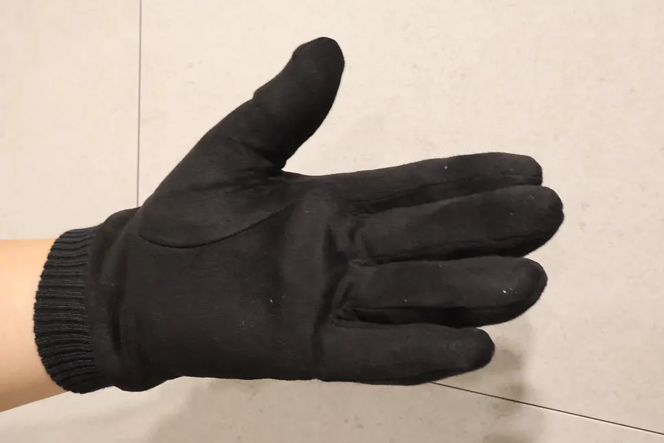 Suede texture of winter gloves