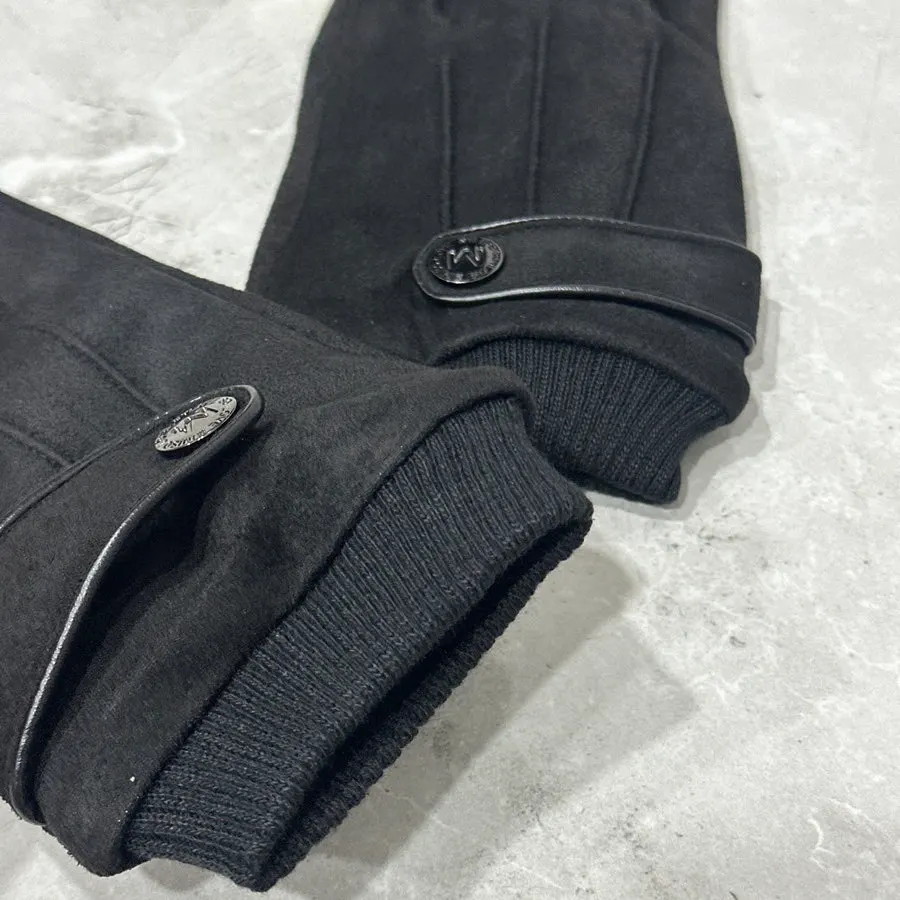 Mongolia men's gloves in black suede