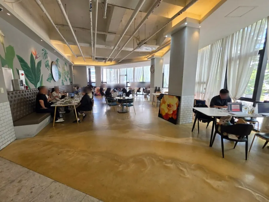 Interior of MooDoo busy with lunch guests