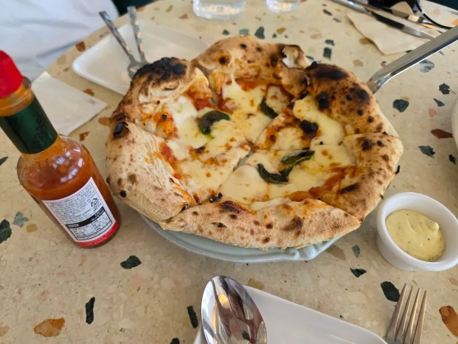 Margherita wood-fired pizza at MooDoo