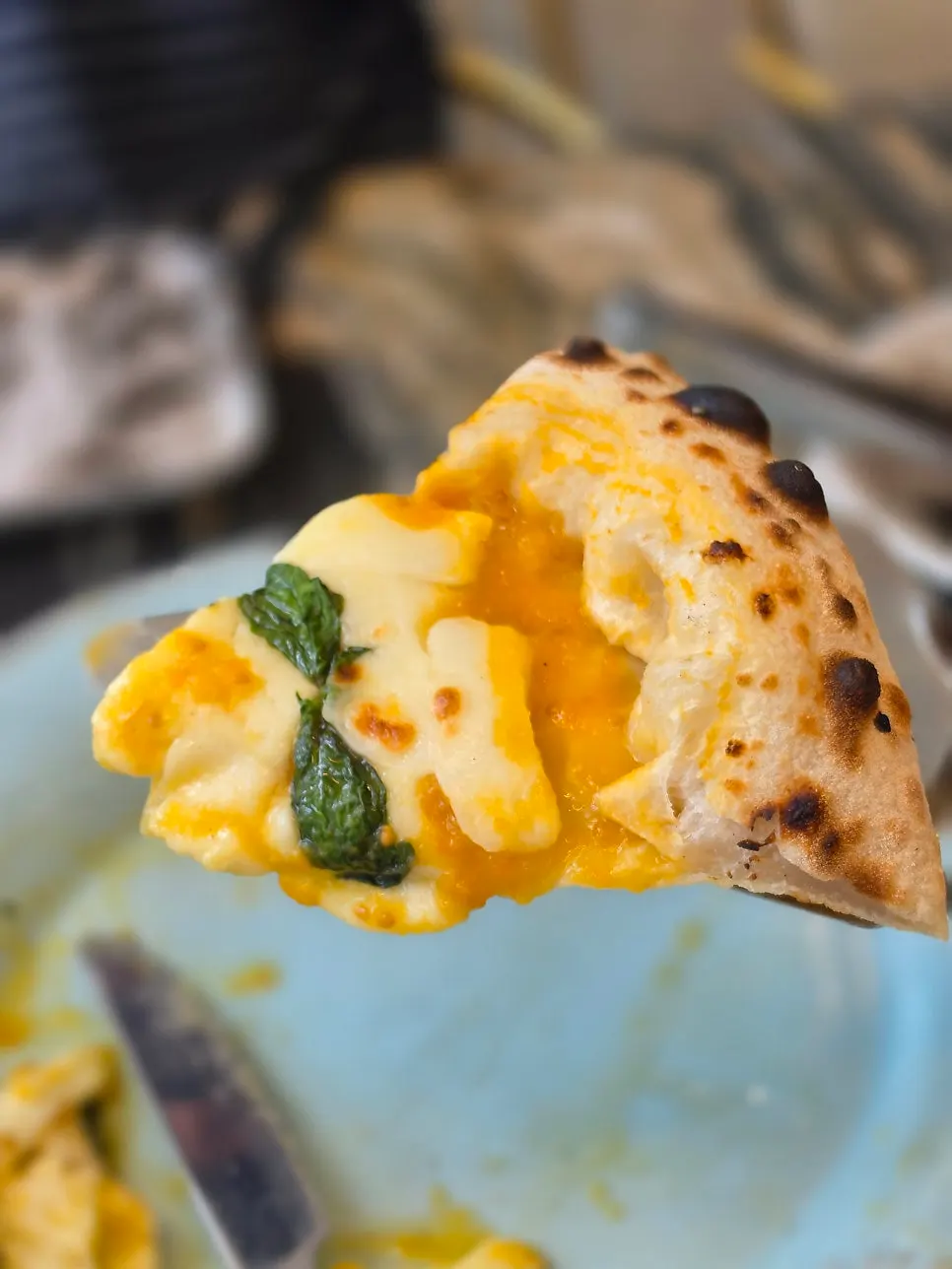 Edge of the wood-fired pizza crust