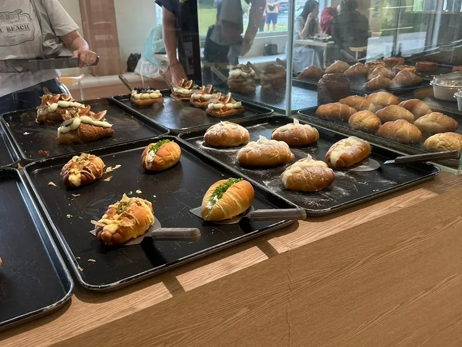 Assorted breads on display at Moonbird