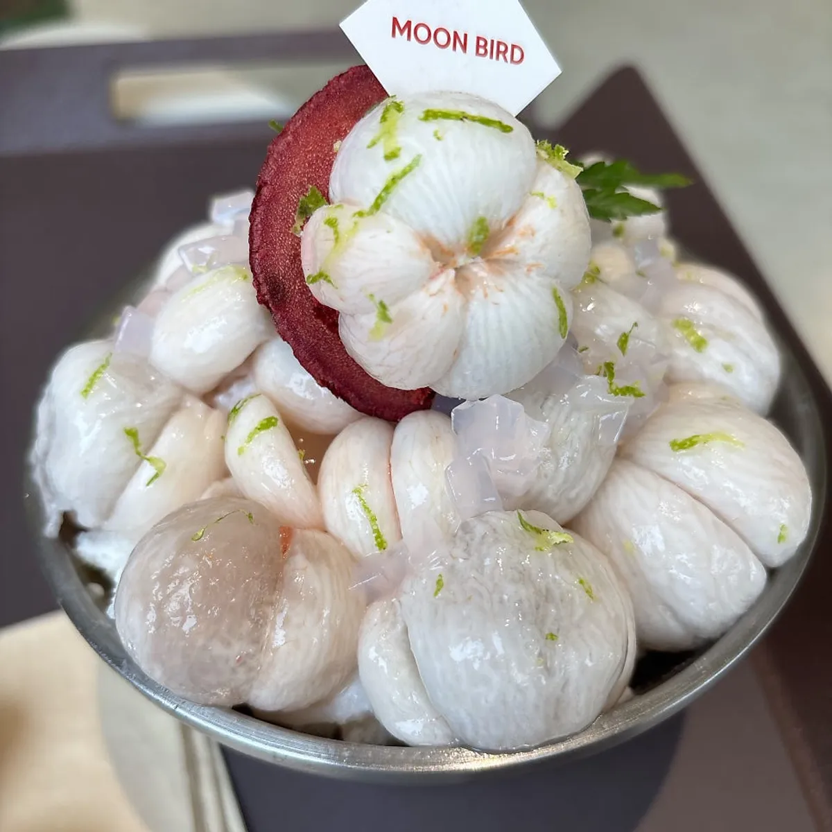 Moonbird's signature fresh mangosteen shaved ice