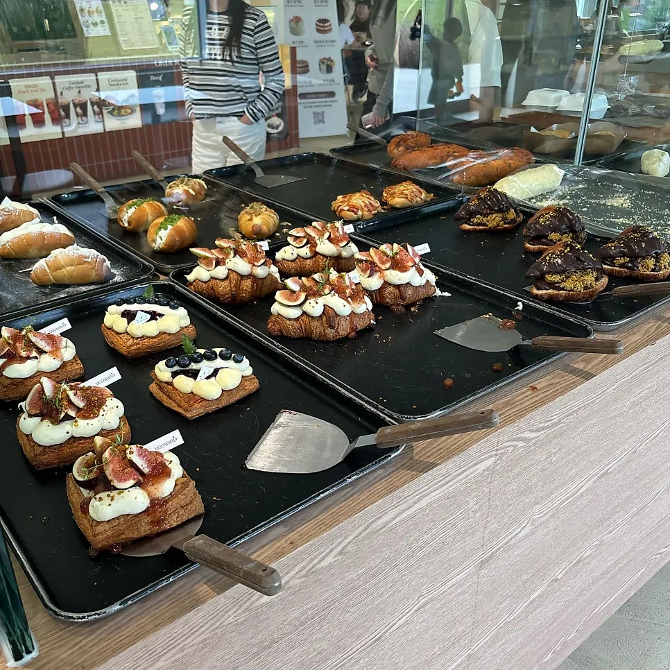 Various desserts on display at Moonbird