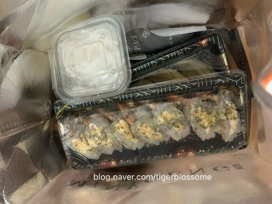 Neatly packed sushi takeout