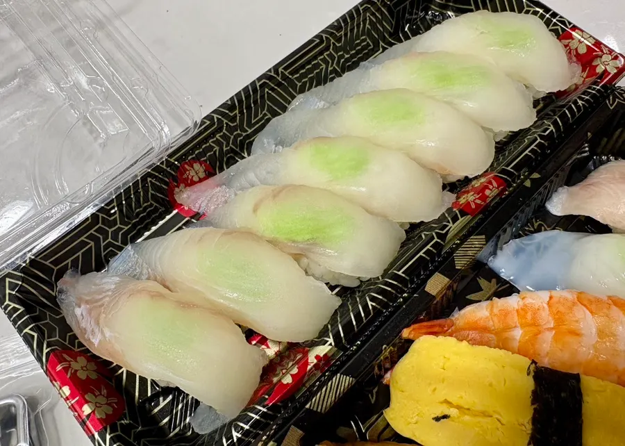 Daegwangeo sushi topped with thick flatfish slices