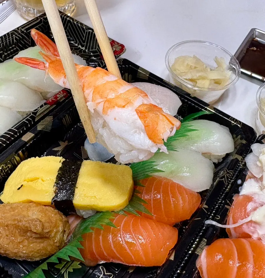 Close-up of salmon sushi