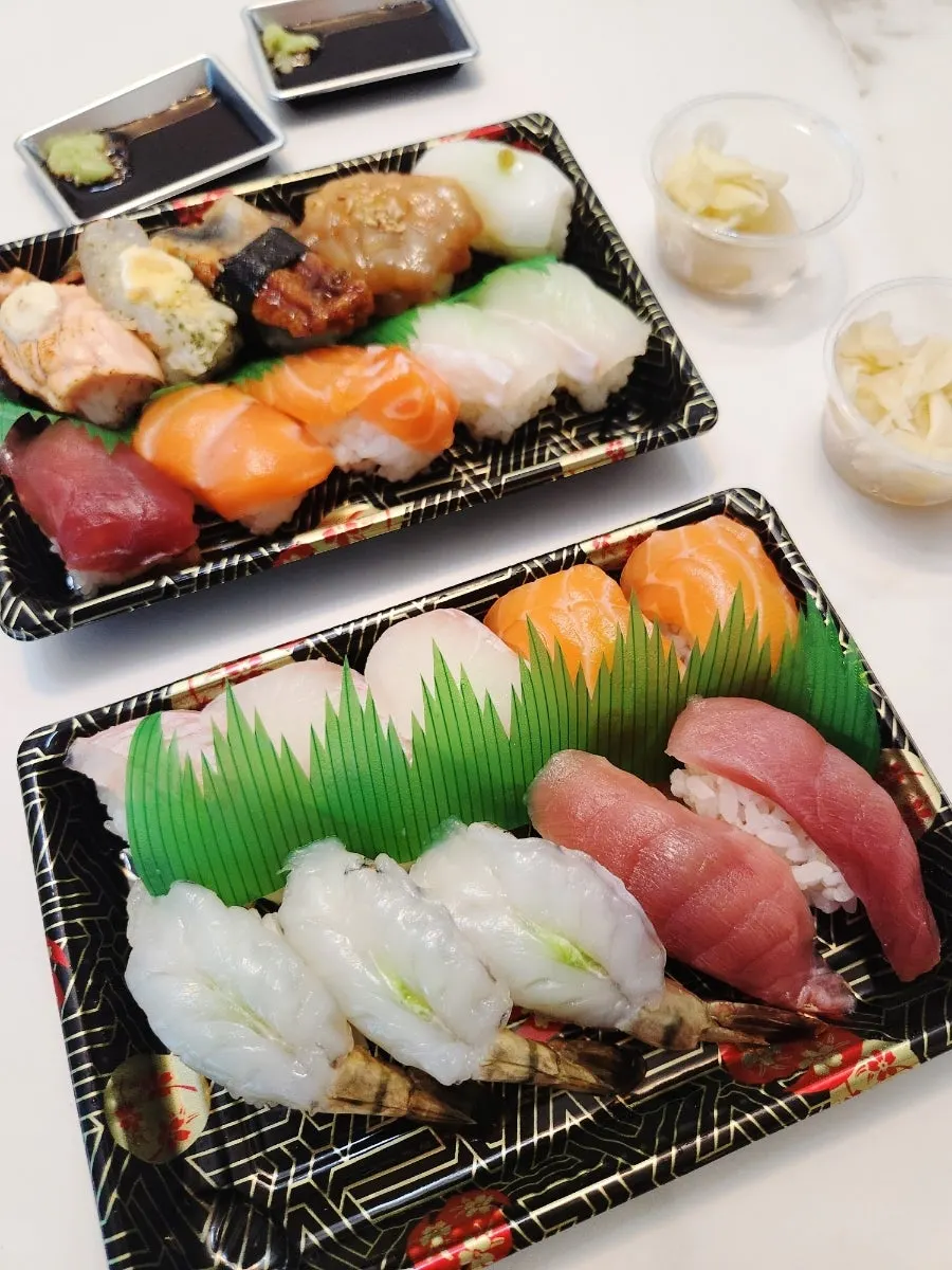 Sushi box brought home and opened up for dinner