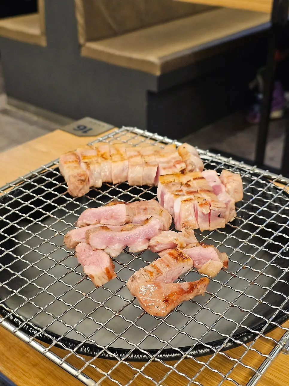 Pre-grilled pork belly browned on the outside