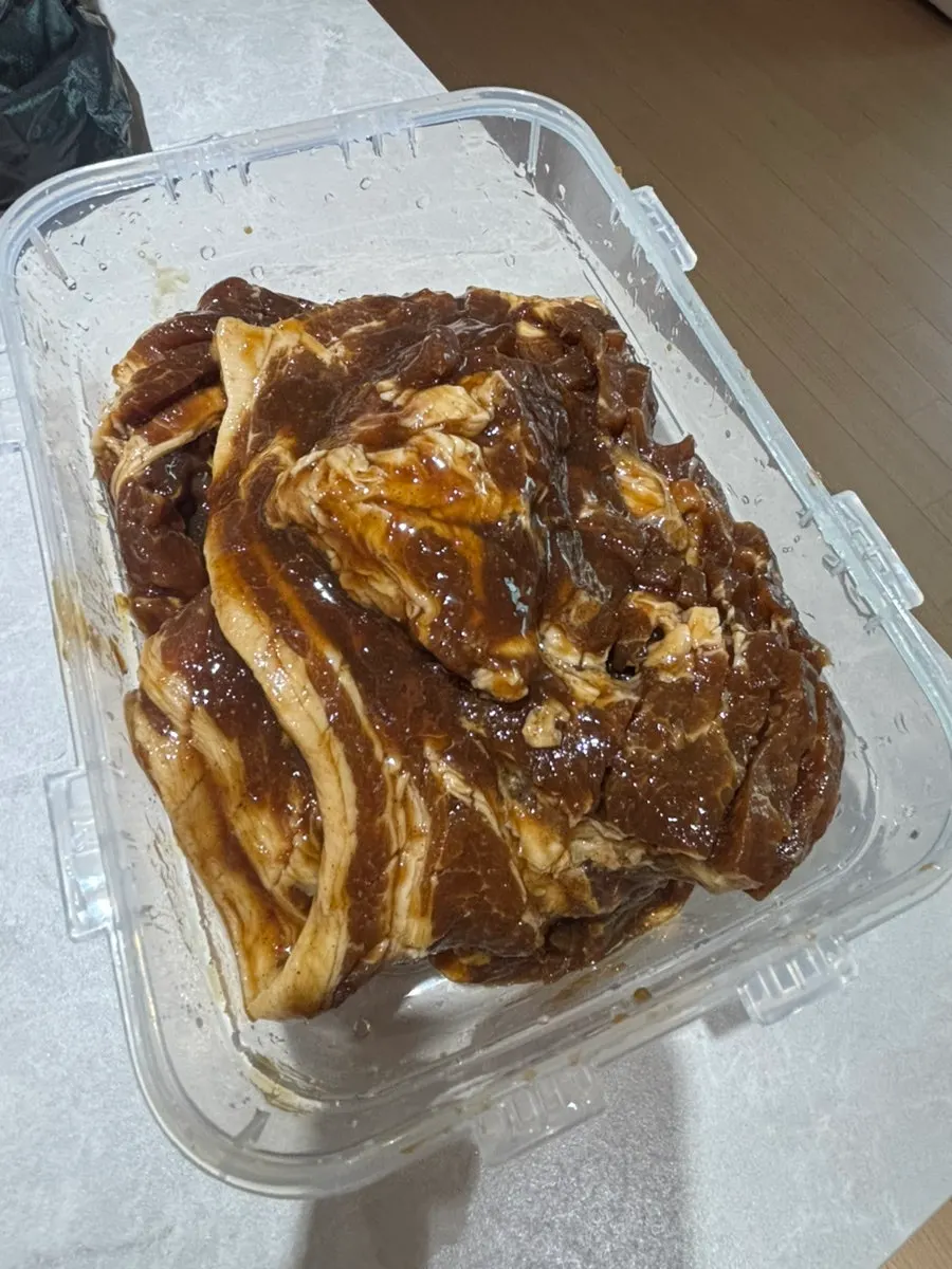 Marinated wangpo galbi before portioning