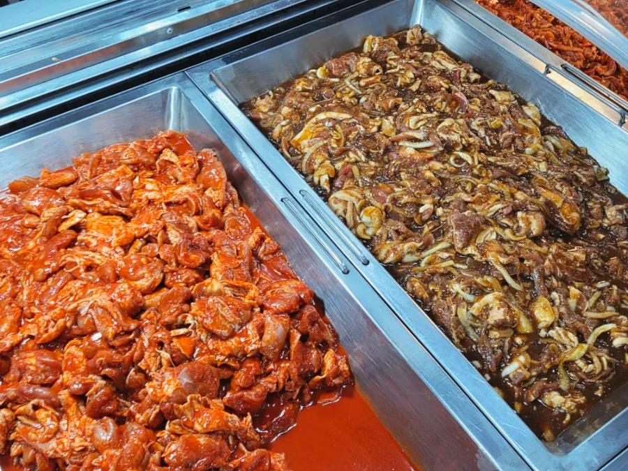 Display case with a variety of easy-cook meat products