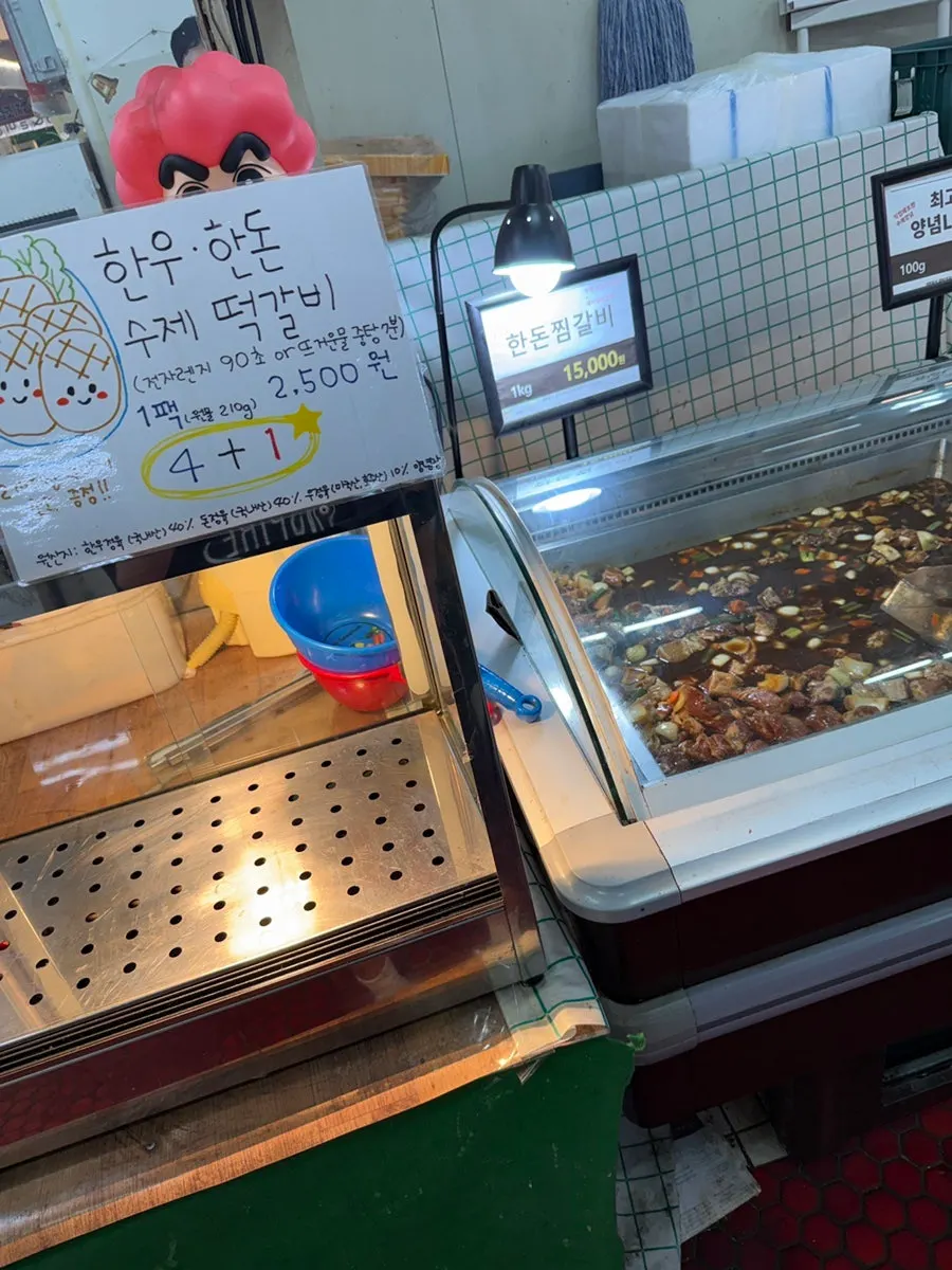 Display case organized with brisket and shank for stewing