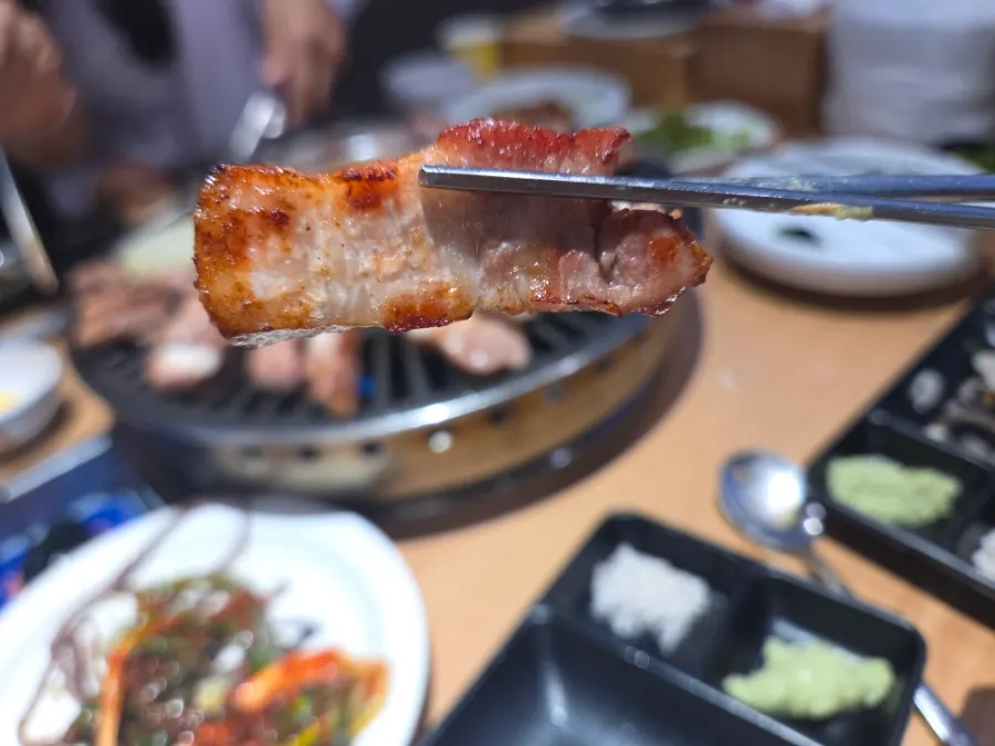 Golden, juicy grilled pork belly