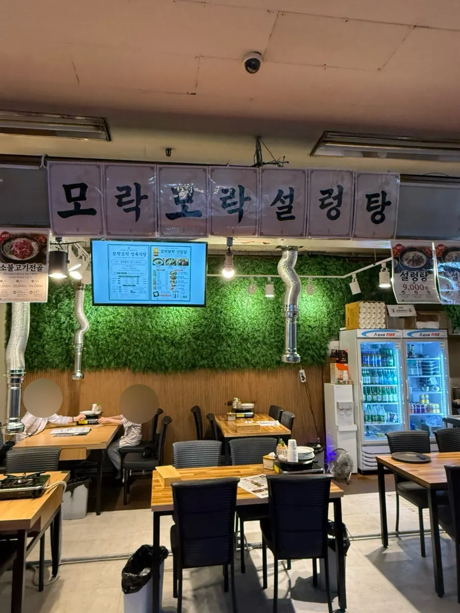 Interior with multiple tables set up